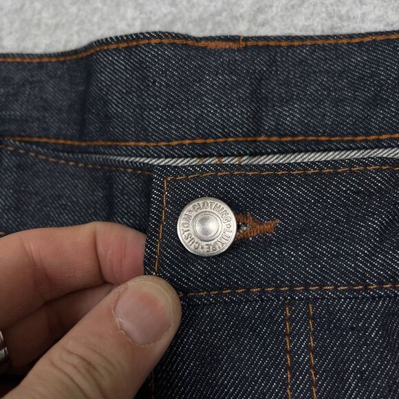 Luxire Custom Clothing Selvedge Jeans Mens 48 x 29 Loose Tapered Dark Denim $150 - Picture 10 of 13